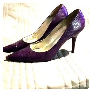 Purple snakeskin heels